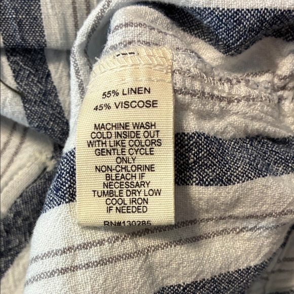 Per Se Striped Blue and White Drawstring capri Pants linen blend pockets - Picture 6 of 6